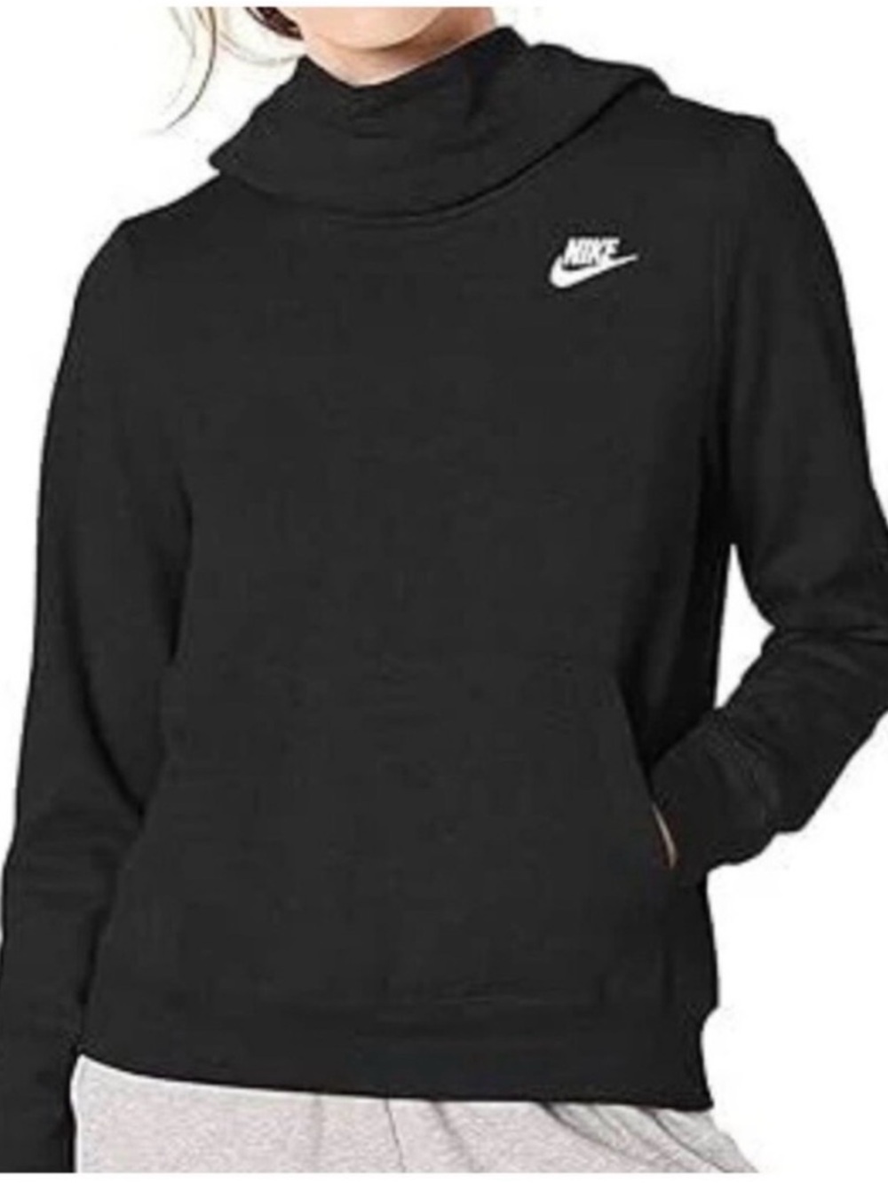 Nike Women’s Black Hooded Pullover Funnel-Neck